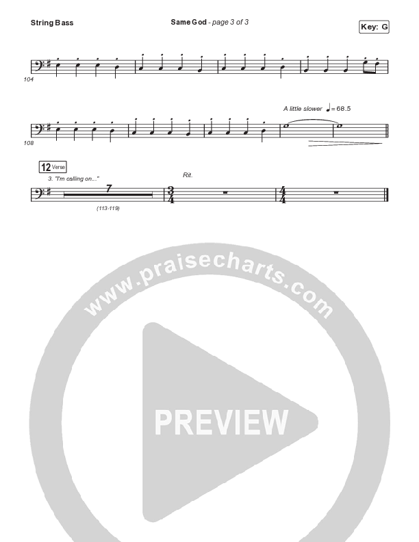 Same God (Unison/2-Part Choir) Double Bass (Signature Sessions / Arr. Mason Brown)