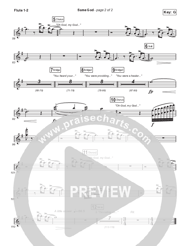 Same God (Unison/2-Part Choir) Flute 1/2 (Signature Sessions / Arr. Mason Brown)