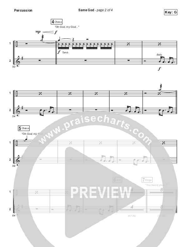 Same God (Unison/2-Part Choir) Percussion (Signature Sessions / Arr. Mason Brown)