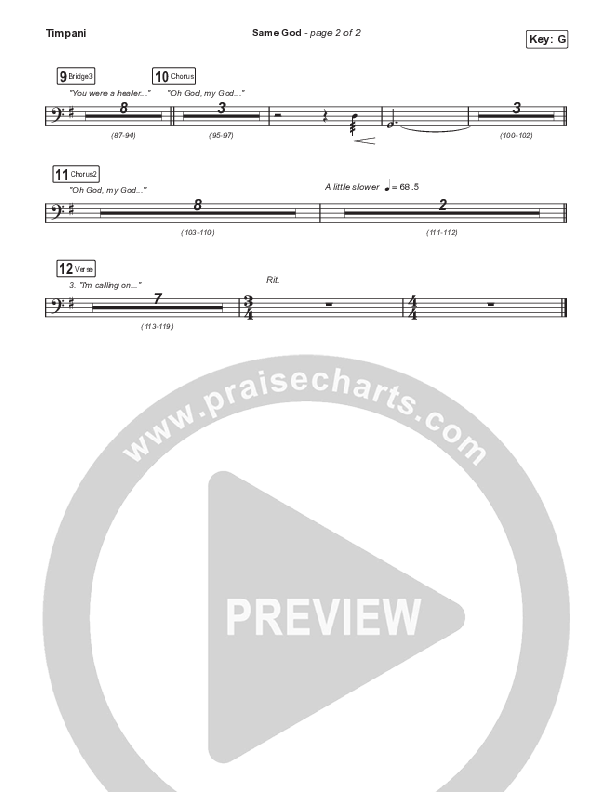 Same God (Unison/2-Part Choir) Timpani (Signature Sessions / Arr. Mason Brown)