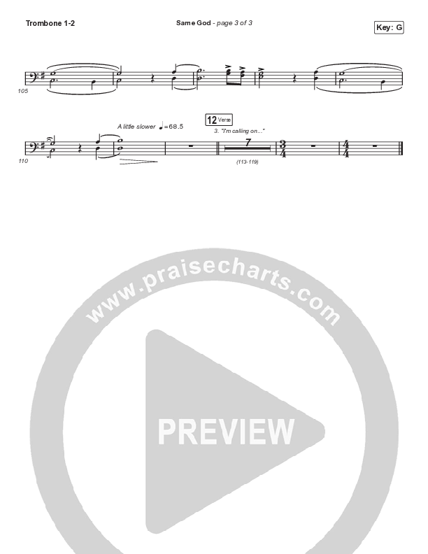 Same God (Unison/2-Part Choir) Trombone 1/2 (Signature Sessions / Arr. Mason Brown)