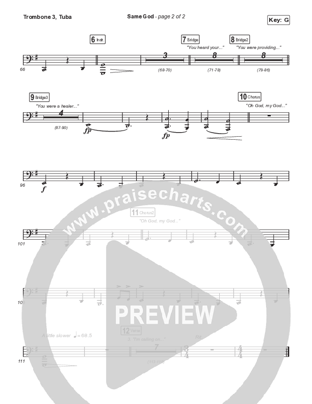 Same God (Unison/2-Part Choir) Trombone 3/Tuba (Signature Sessions / Arr. Mason Brown)