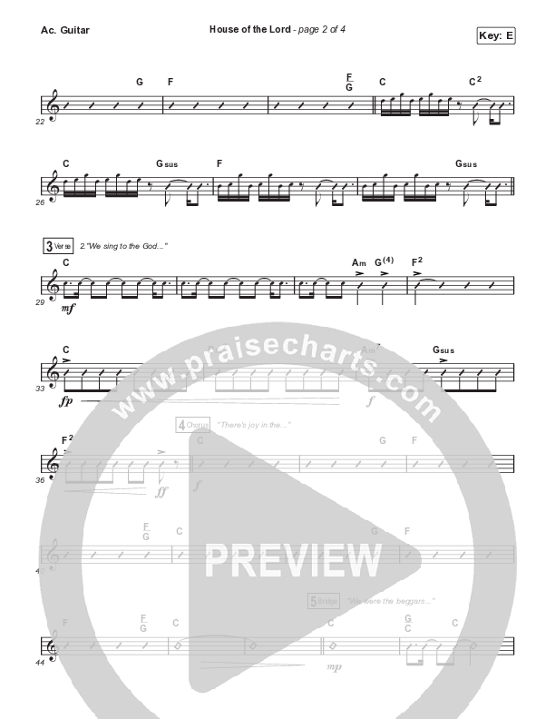 House Of The Lord (Unison/2-Part Choir) Acoustic Guitar (Signature Sessions / Arr. Mason Brown)