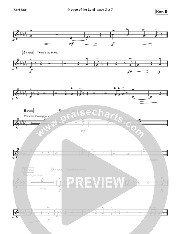 House Of The Lord (Unison/2-Part Choir) Bari Sax (Signature Sessions / Arr. Mason Brown)