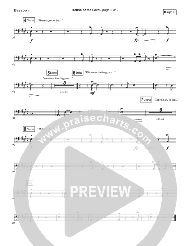 House Of The Lord (Unison/2-Part Choir) Bassoon (Signature Sessions / Arr. Mason Brown)