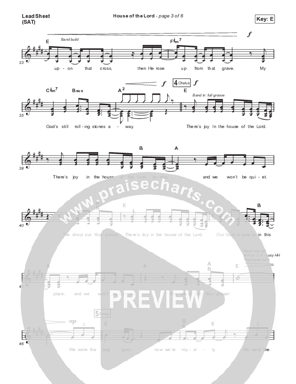 House Of The Lord (Unison/2-Part Choir) Lead Sheet (SAT) (Signature Sessions / Arr. Mason Brown)