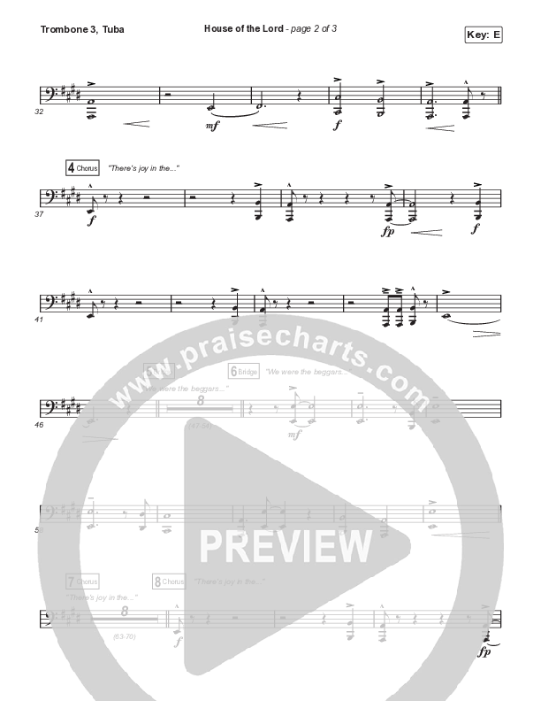 House Of The Lord (Unison/2-Part Choir) Trombone 3/Tuba (Signature Sessions / Arr. Mason Brown)
