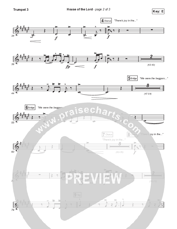 House Of The Lord (Unison/2-Part Choir) Trumpet 3 (Signature Sessions / Arr. Mason Brown)