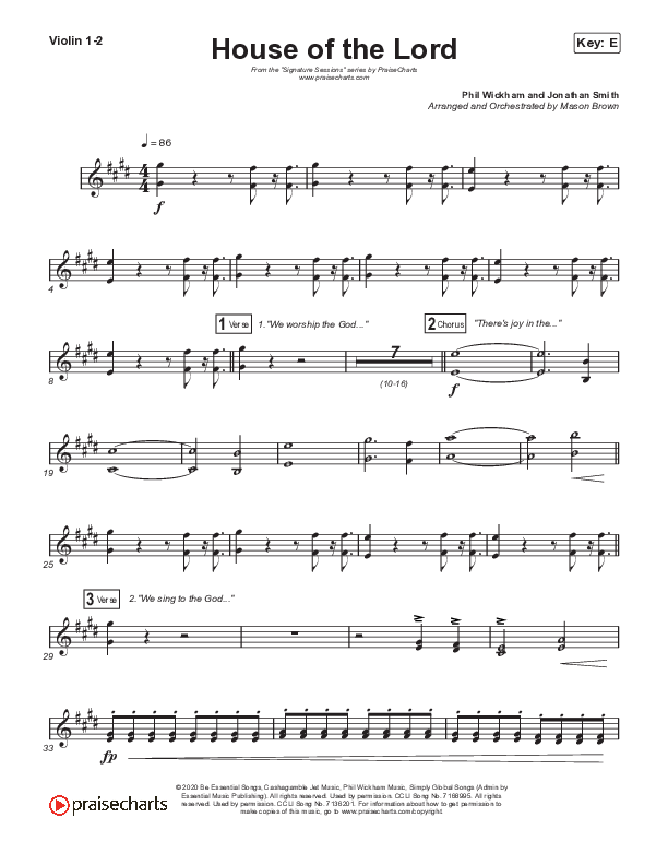 House Of The Lord (Unison/2-Part Choir) String Pack (Signature Sessions / Arr. Mason Brown)