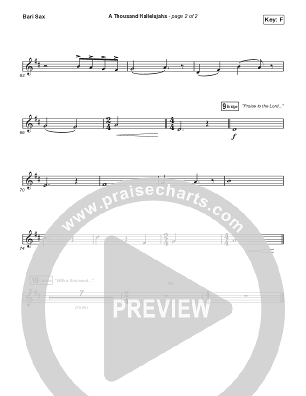 A Thousand Hallelujahs (Unison/2-Part Choir) Bari Sax (Signature Sessions / Arr. Mason Brown)