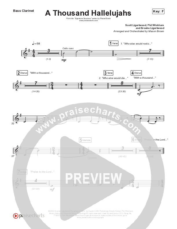 A Thousand Hallelujahs (Unison/2-Part Choir) Bass Clarinet (Signature Sessions / Arr. Mason Brown)