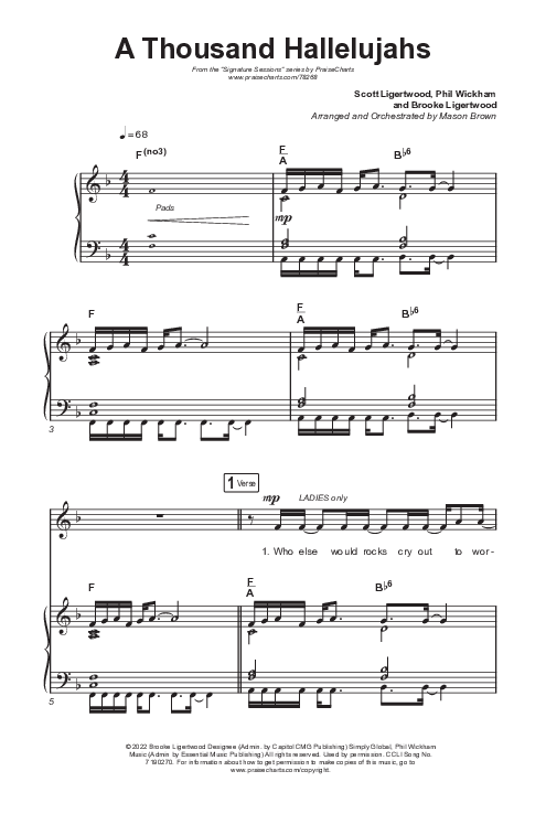 A Thousand Hallelujahs (Unison/2-Part Choir) Octavo (Uni/2-Part & Pno) (Signature Sessions / Arr. Mason Brown)
