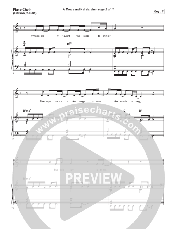 A Thousand Hallelujahs (Unison/2-Part Choir) Piano/Choir (Uni/2-Part) (Signature Sessions / Arr. Mason Brown)