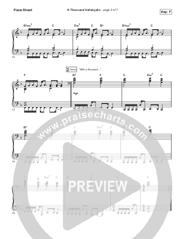 A Thousand Hallelujahs (Unison/2-Part Choir) Piano Sheet (Signature Sessions / Arr. Mason Brown)