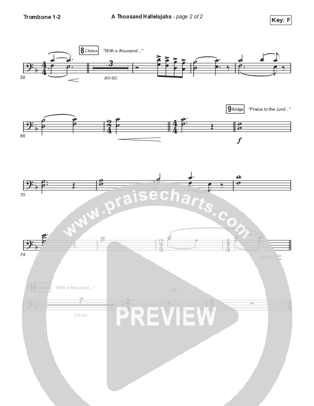 A Thousand Hallelujahs (Unison/2-Part Choir) Trombone 1/2 (Signature Sessions / Arr. Mason Brown)