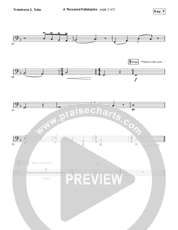 A Thousand Hallelujahs (Unison/2-Part Choir) Trombone 3/Tuba (Signature Sessions / Arr. Mason Brown)