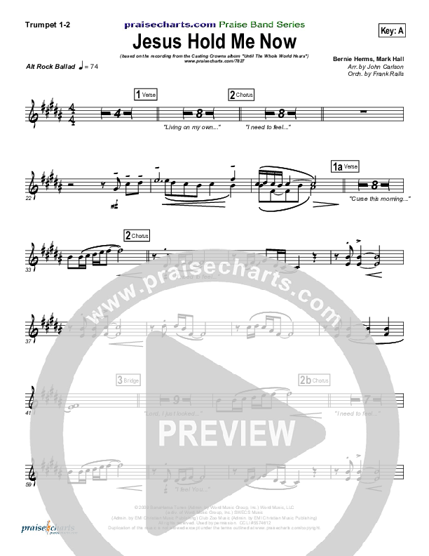 Jesus Hold Me Now Trumpet 1,2 (Casting Crowns)
