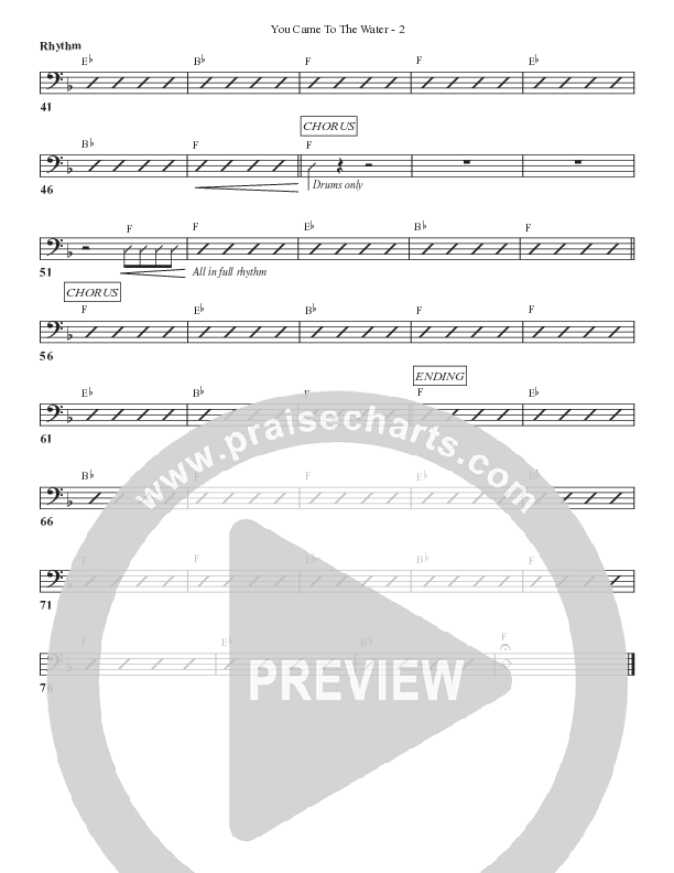 You Came To The Water Rhythm Chart (Bell Shoals Music)