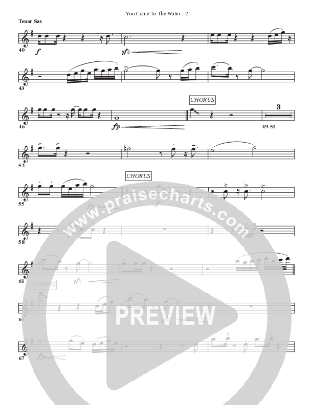 You Came To The Water Tenor Sax/Baritone T.C. (Bell Shoals Music)