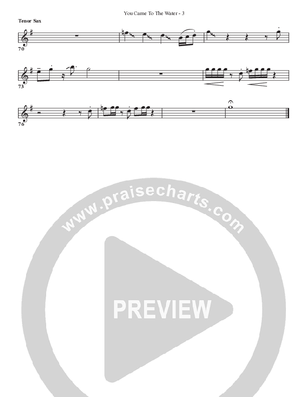 You Came To The Water Tenor Sax/Baritone T.C. (Bell Shoals Music)