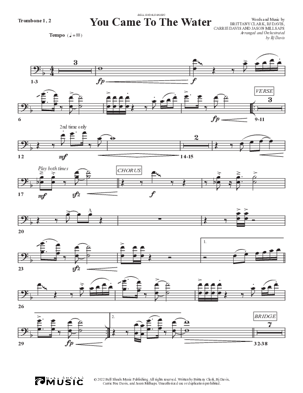 You Came To The Water Trombone 1/2 (Bell Shoals Music)
