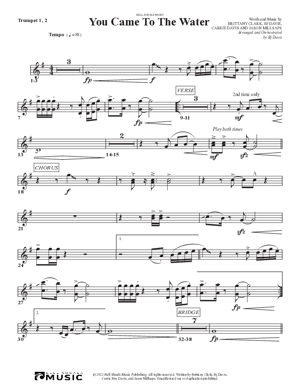 You Came To The Water Trumpet 1,2 (Bell Shoals Music)