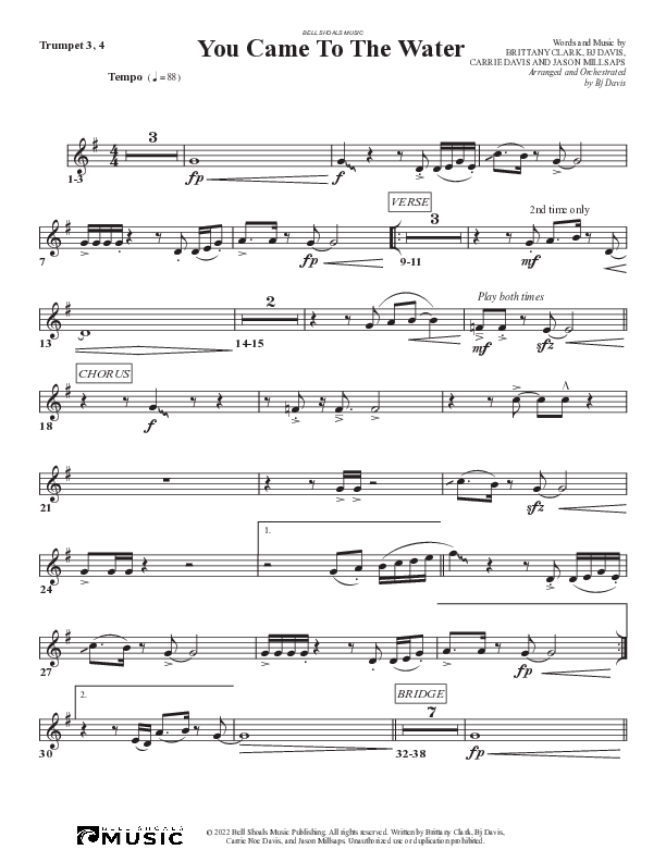 You Came To The Water Trumpet 3/4 (Bell Shoals Music)