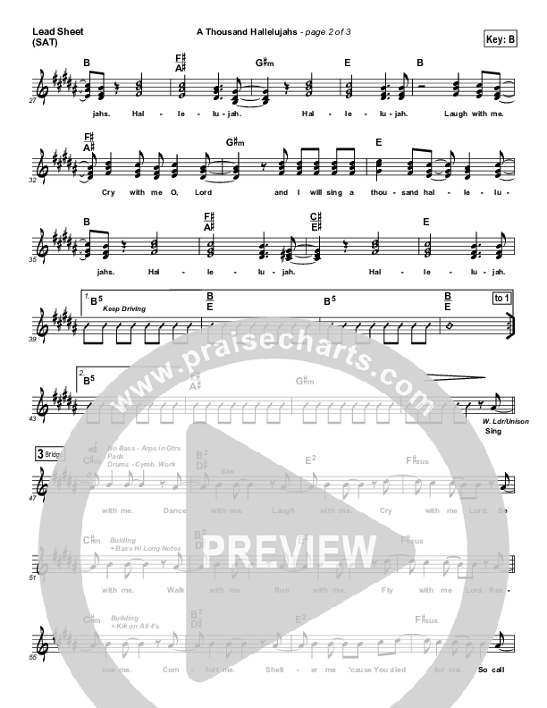 A Thousand Hallelujahs Lead Sheet (Mark Roach)
