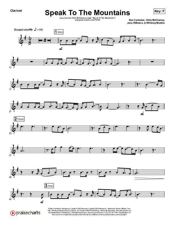 Speak To The Mountains (Instrument Solo) Clarinet Solo (Chris McClarney)