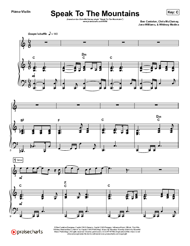 Speak To The Mountains (Instrument Solo) Piano/Violin (Chris McClarney)