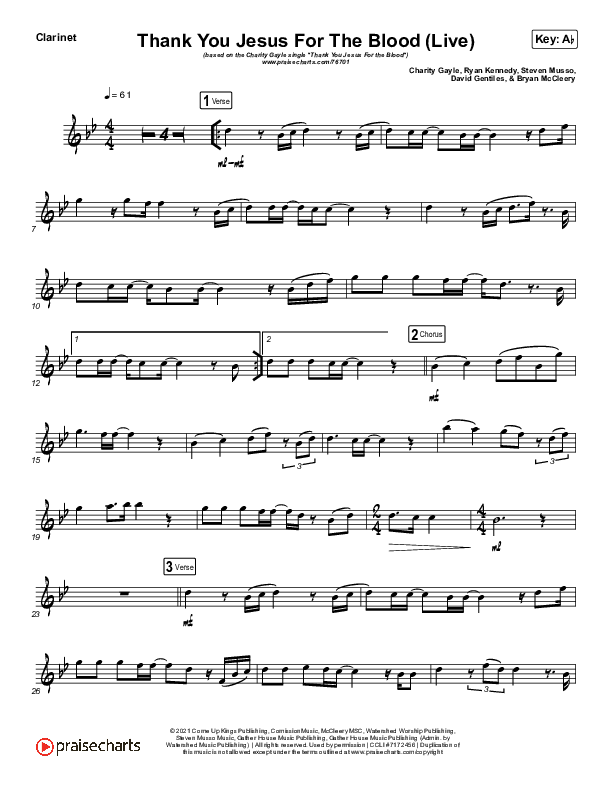 Thank You Jesus For The Blood (Instrument Solo) Clarinet Solo (Charity Gayle)
