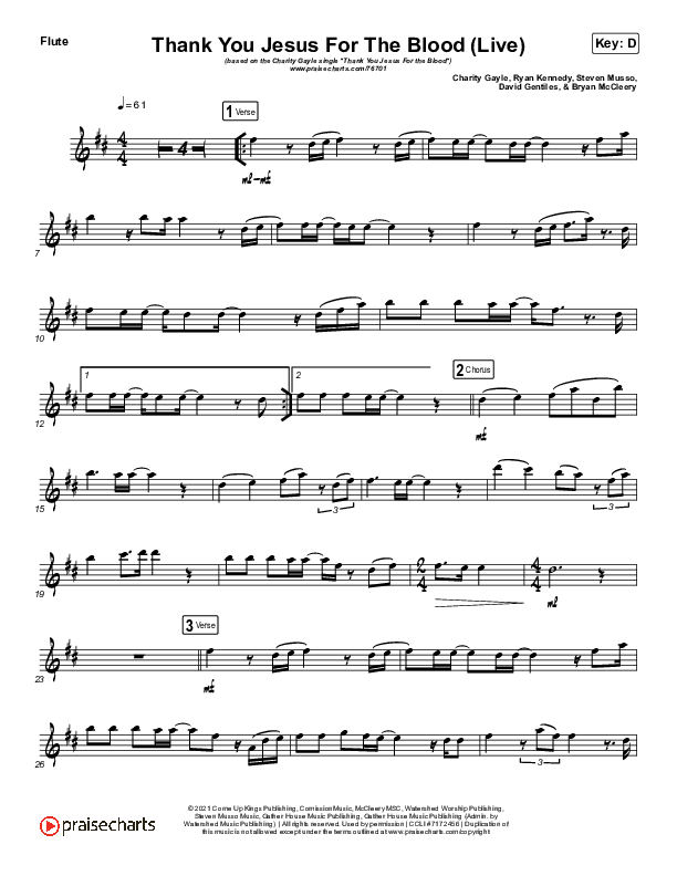 Thank You Jesus For The Blood (Instrument Solo) Flute Solo (Charity Gayle)
