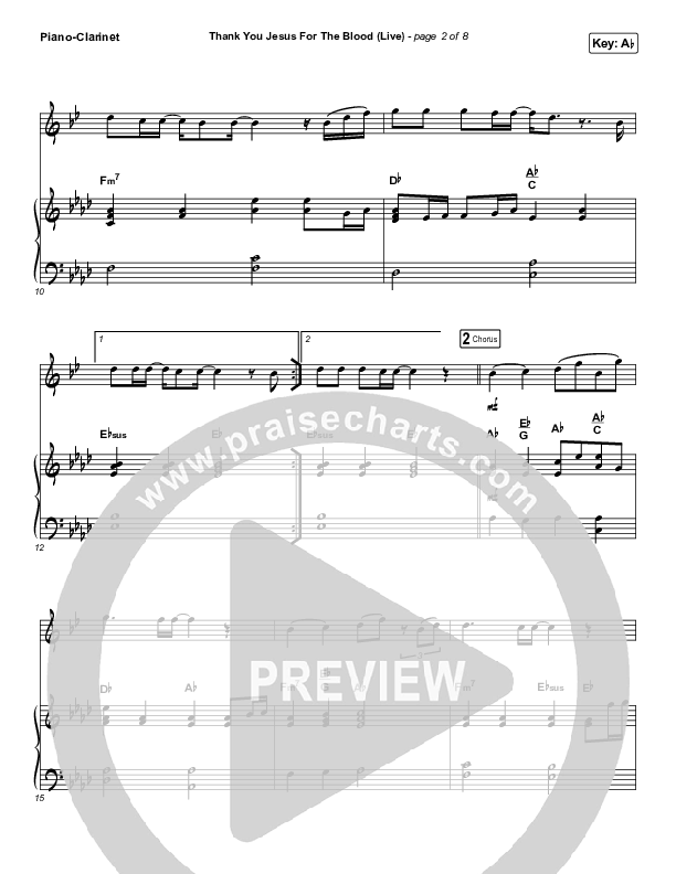 Thank You Jesus For The Blood (Instrument Solo) Piano/Clarinet (Charity Gayle)