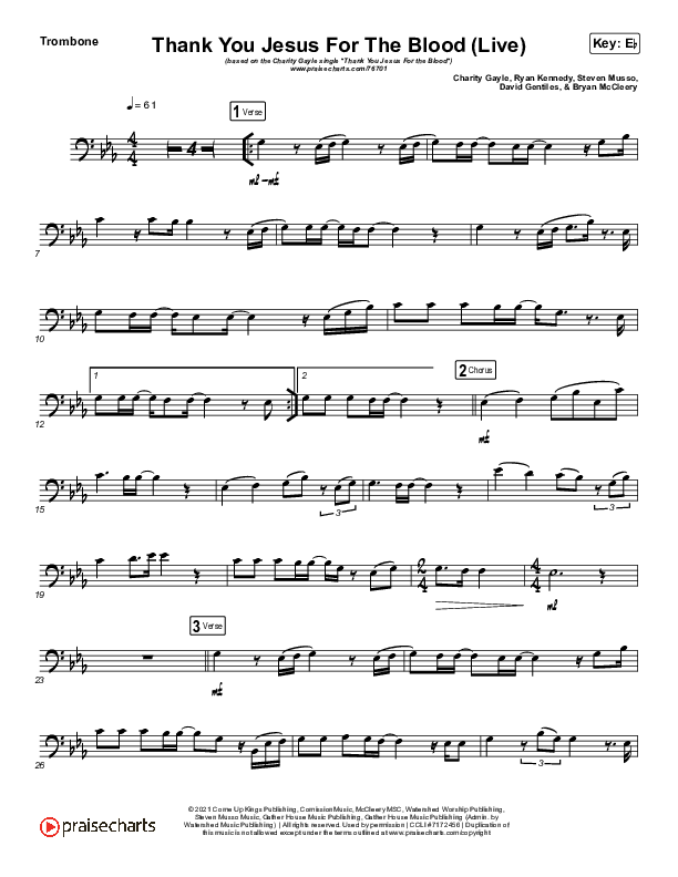 Thank You Jesus For The Blood (Instrument Solo) Trombone Solo (Charity Gayle)