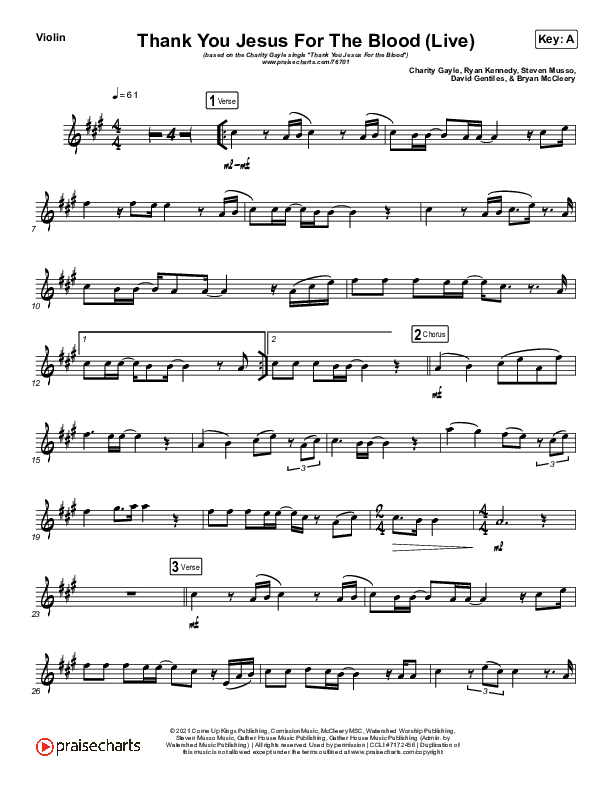 Thank You Jesus For The Blood (Instrument Solo) Violin Solo (Charity Gayle)