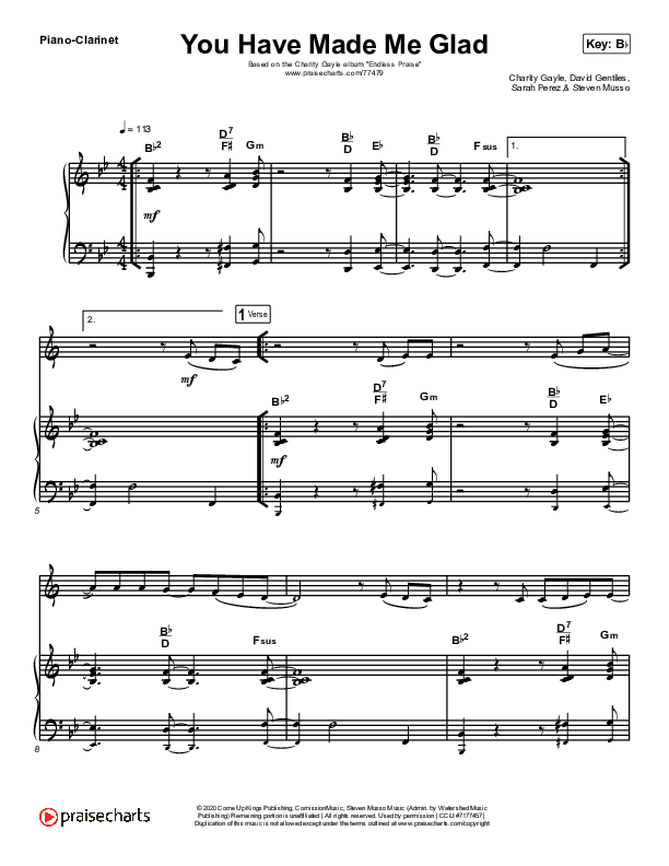 You Have Made Me Glad (Instrument Solo) Piano/Clarinet (Charity Gayle)