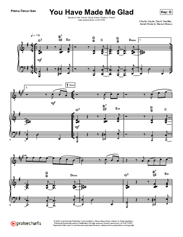You Have Made Me Glad (Instrument Solo) Tenor Sax & Piano (Charity Gayle)