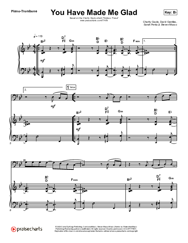 You Have Made Me Glad (Instrument Solo) Piano/Trombone (Charity Gayle)