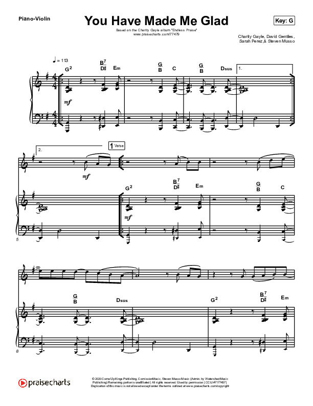 You Have Made Me Glad (Instrument Solo) Violin & Piano (Charity Gayle)