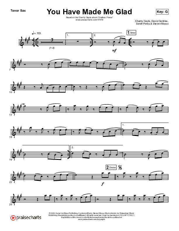 You Have Made Me Glad (Instrument Solo) Tenor Sax Solo (Charity Gayle)