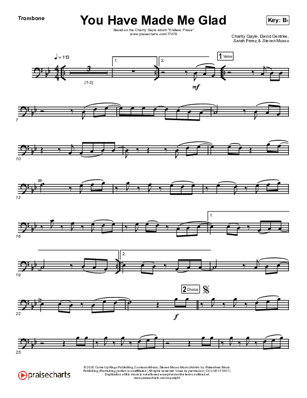 You Have Made Me Glad (Instrument Solo) Trombone Solo (Charity Gayle)