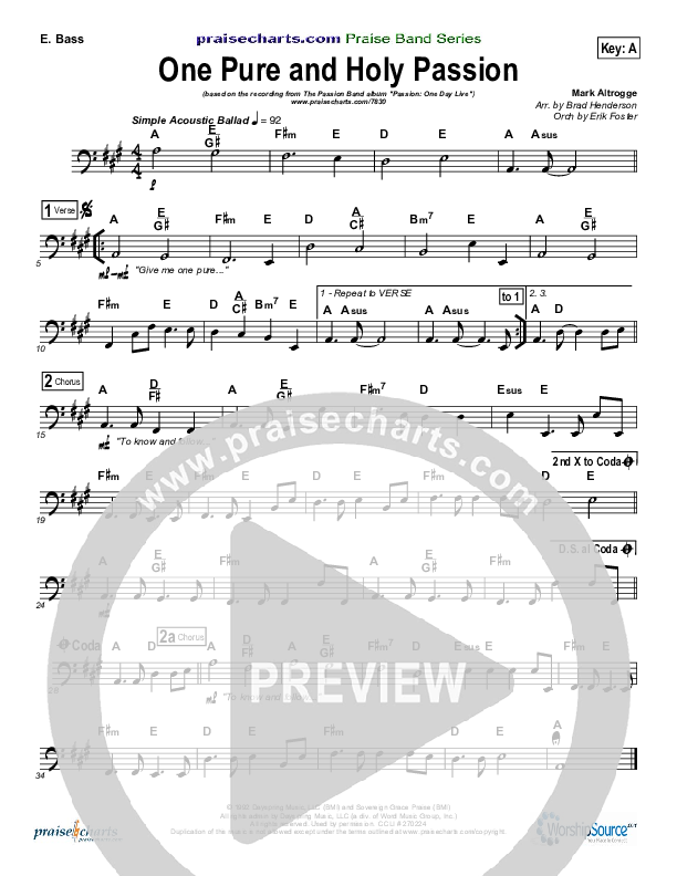 One Pure And Holy Passion Rhythm Chart (Candi Pearson Shelton / Passion)