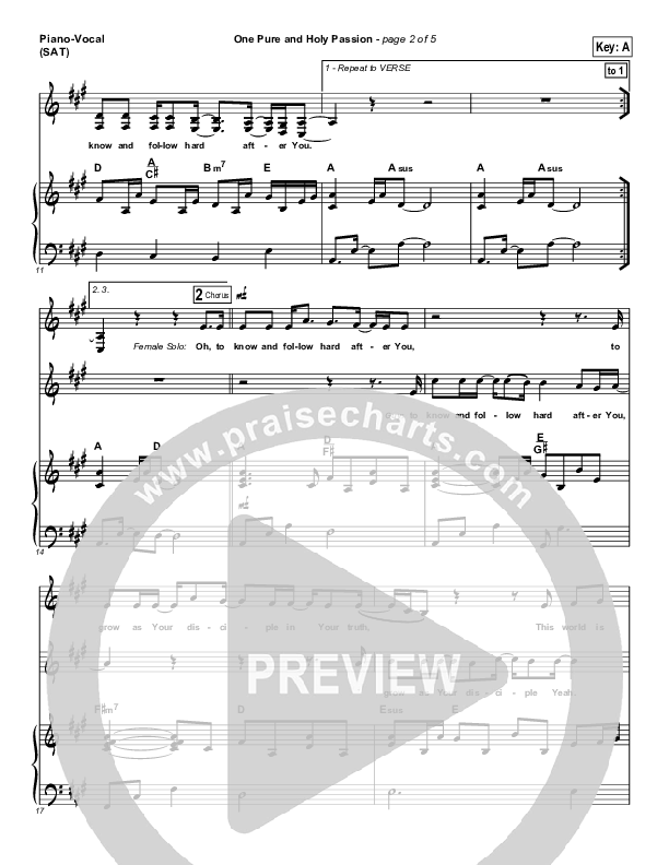 One Pure And Holy Passion Piano/Vocal (SAT) (Candi Pearson Shelton / Passion)