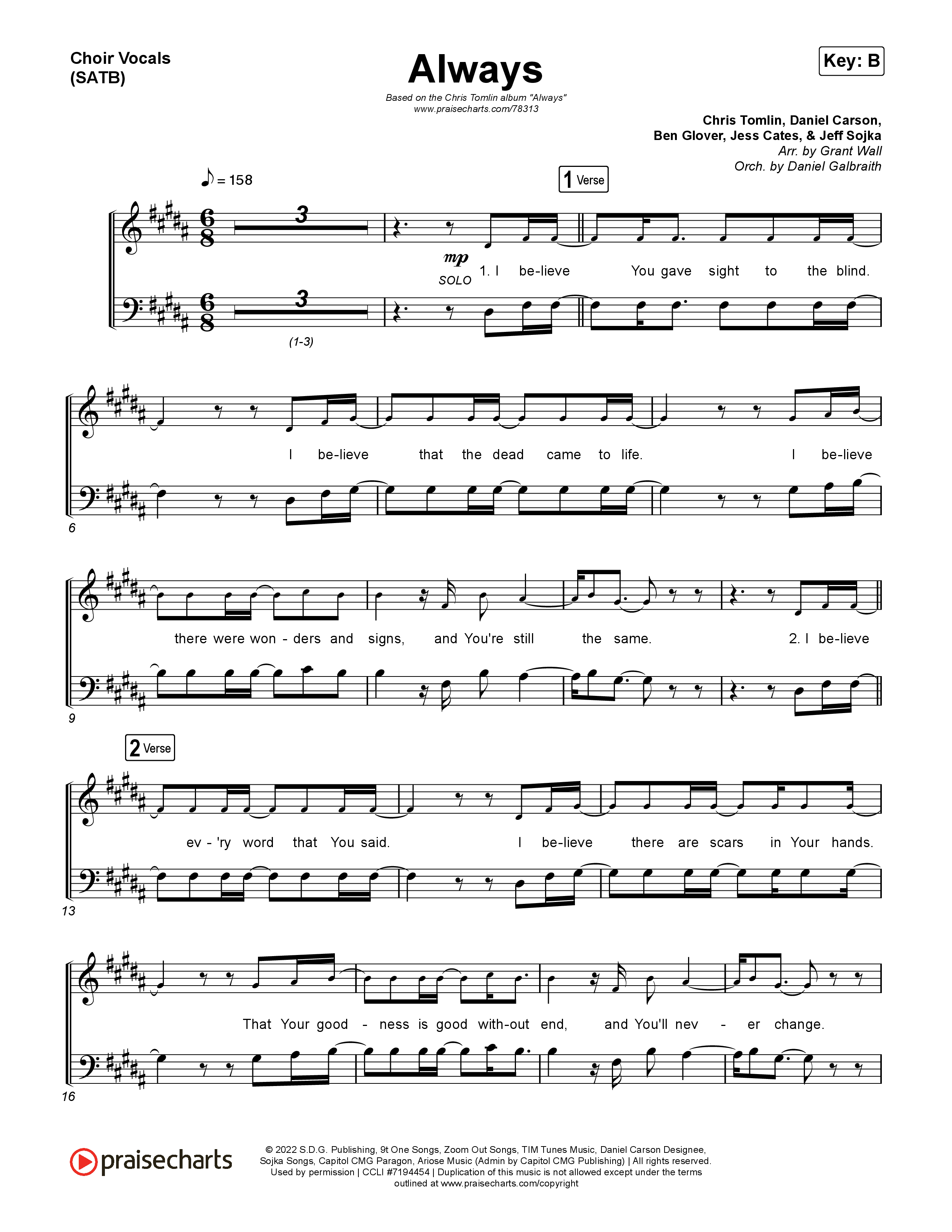 Always Choir Vocals (Anthem SATB) (Chris Tomlin)