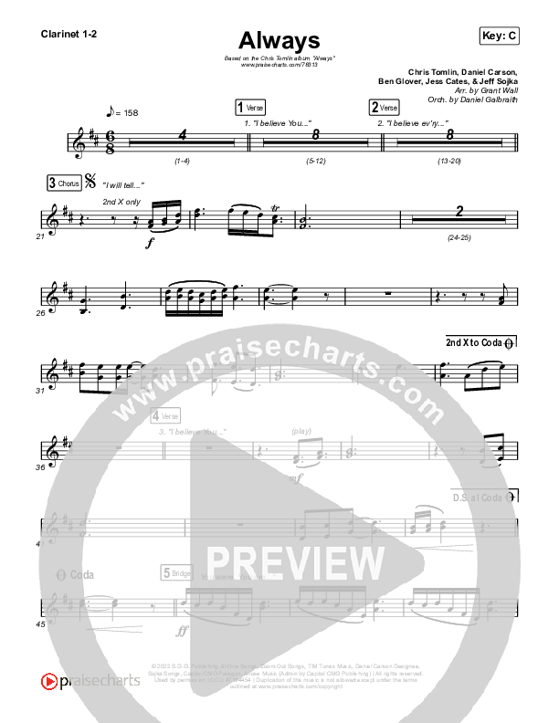 Always Clarinet 1/2 (Chris Tomlin)