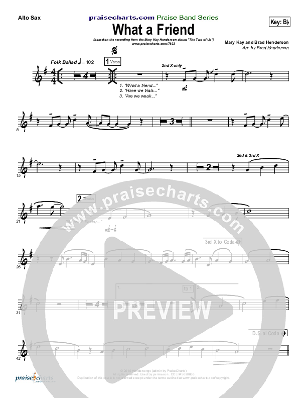 What A Friend Alto Sax (Mary Kay Henderson / Brad Henderson)