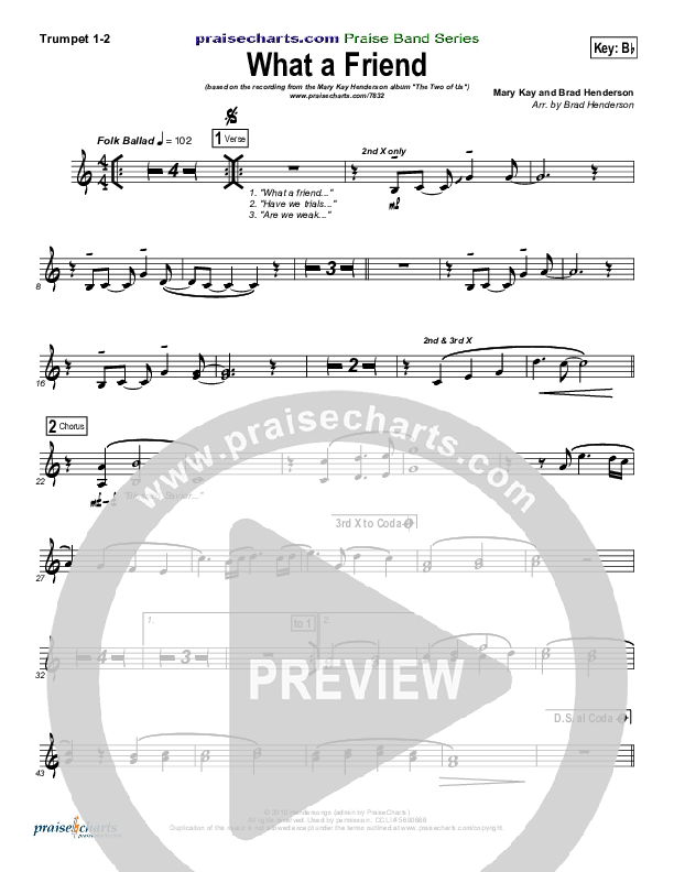What A Friend Trumpet 1,2 (Mary Kay Henderson / Brad Henderson)
