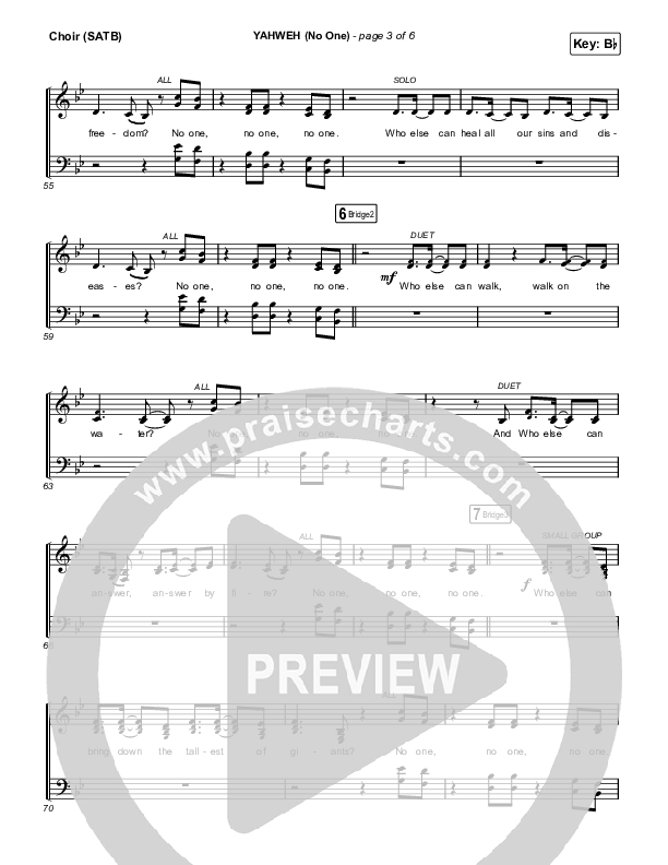 YAHWEH (No One) Choir Sheet (SATB) (Chris Tomlin / Elevation Worship)