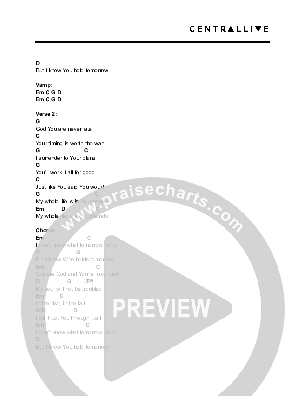 Tomorrow Chord Chart (Central Live)