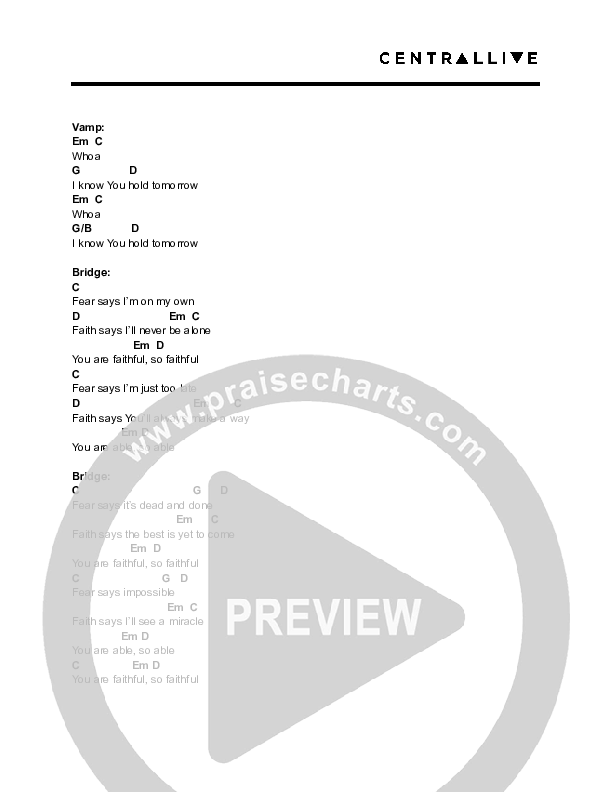 Tomorrow Chord Chart (Central Live)